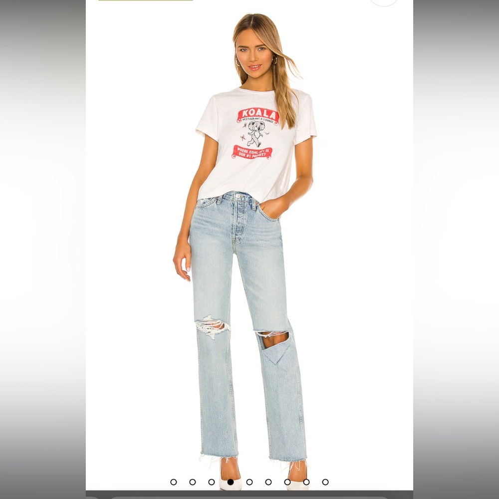 RE/DONE 90s High Rise Loose in Breezy Indigo w/Rips Women’s Jeans - Size:25